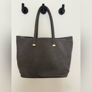 Platinum Gray Faux Leather Laptop Tote